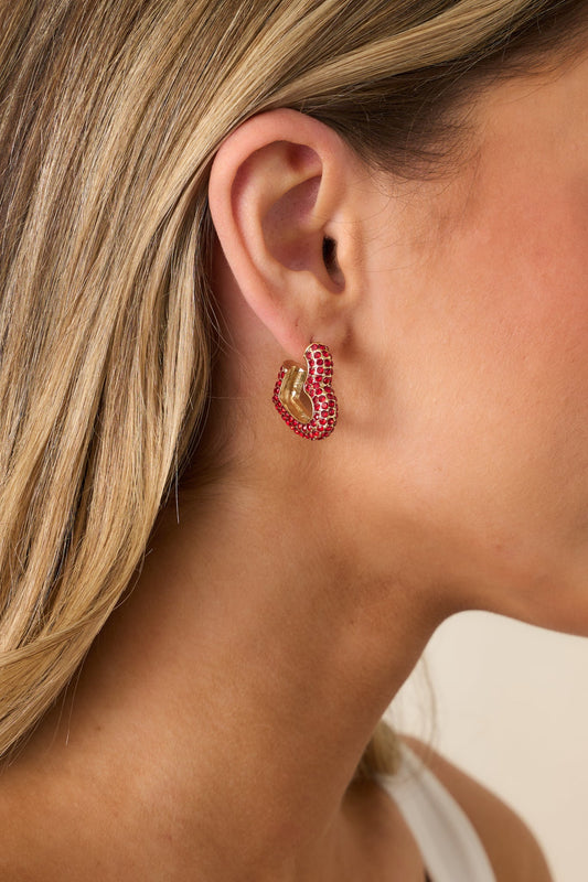 Wisp of the Last Flame Red Rhinestone Earrings