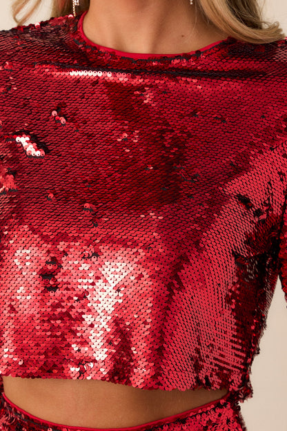 All I Do Red Sequin Crop Top