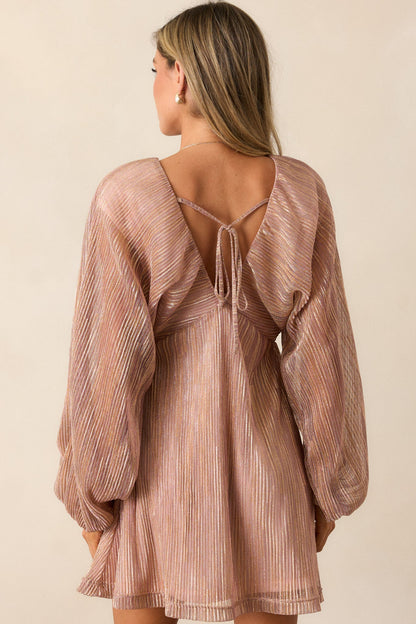 Written In The Stars Metallic Rose Gold Mini Dress