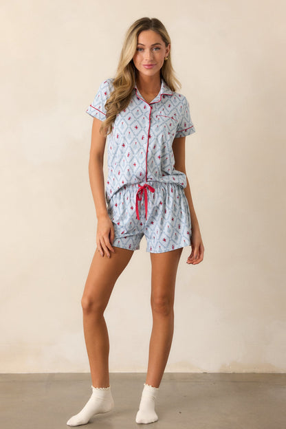 A Season to Celebrate Light Blue Pajama Shirt
