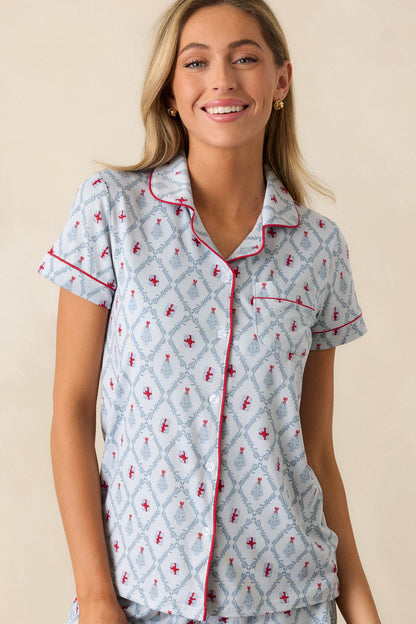 A Season to Celebrate Light Blue Pajama Shirt