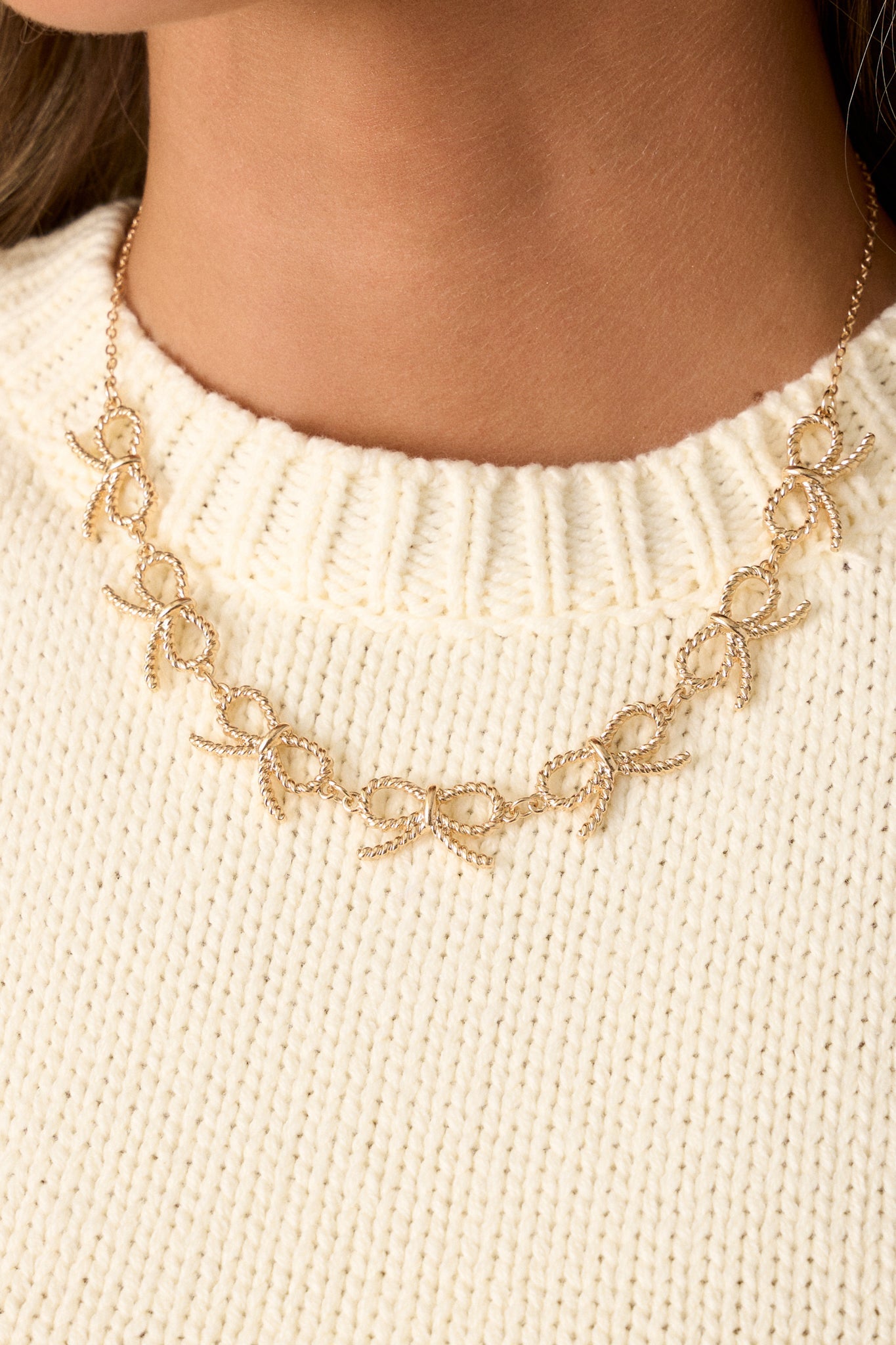 Know The Feeling Gold Bow Necklace