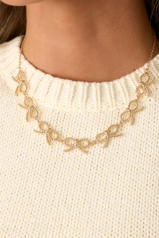Know The Feeling Gold Bow Necklace