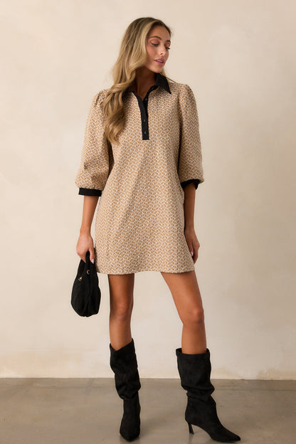 Depths Of Gold Honey Jacquard Mini Dress