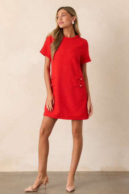 With The Girls Red Tweed Mini Dress