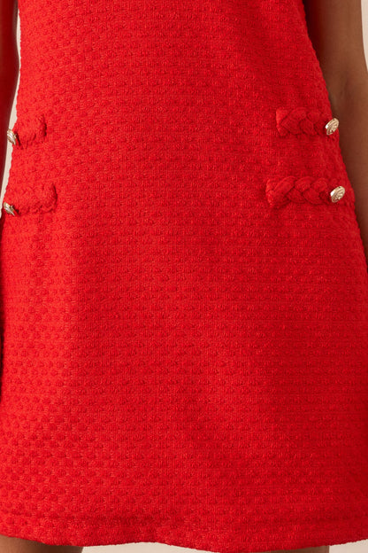 With The Girls Red Tweed Mini Dress