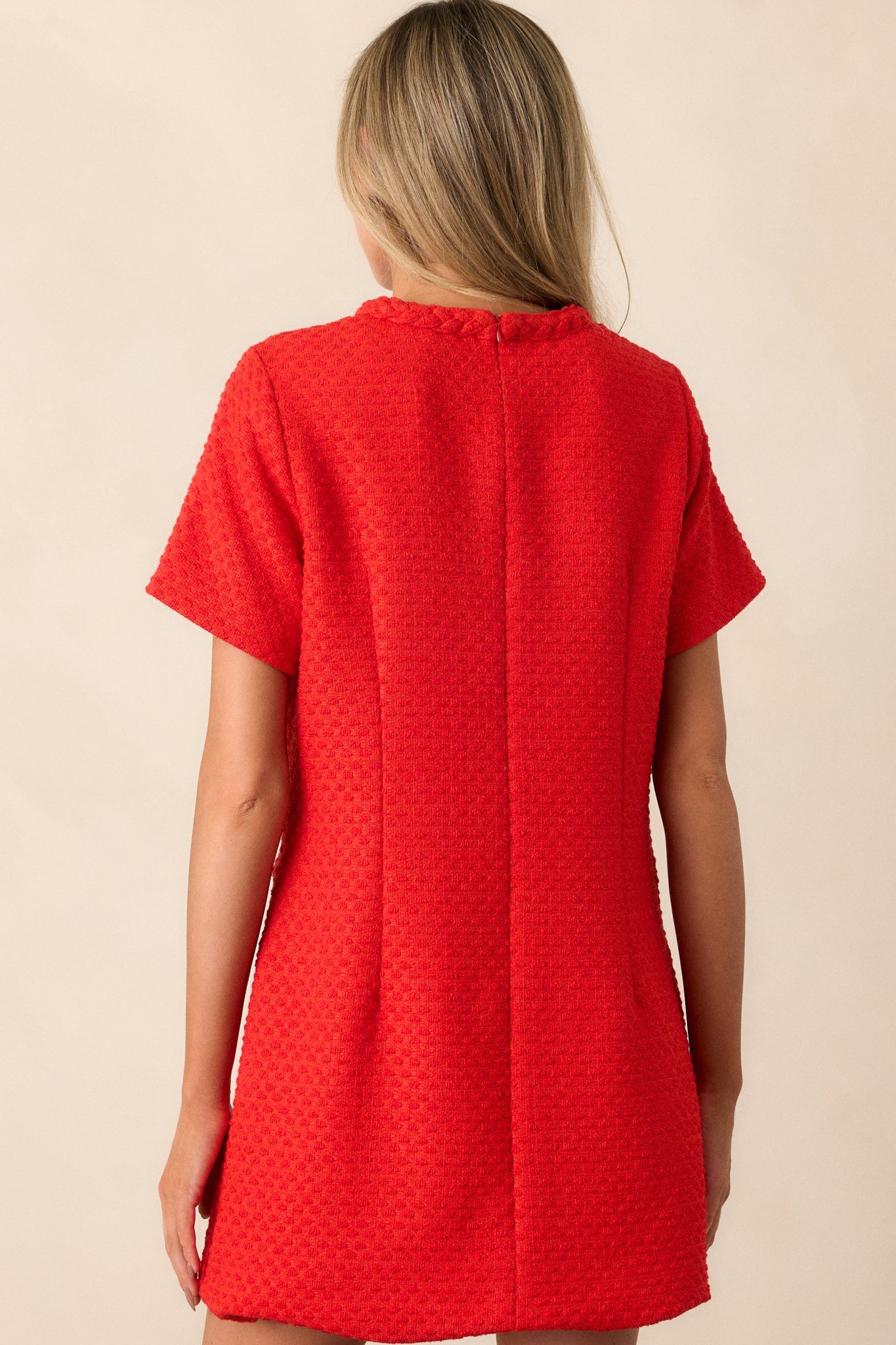 With The Girls Red Tweed Mini Dress