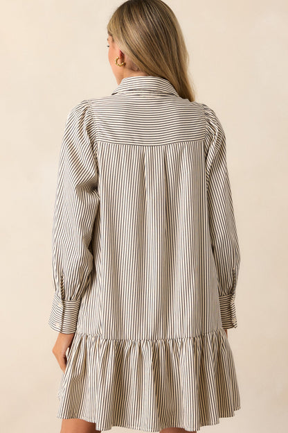 Call You Later Ivory Stripe Long Sleeve Mini Dress