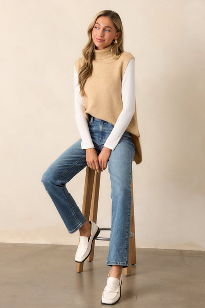 Woven Whispers Taupe Sweater Vest