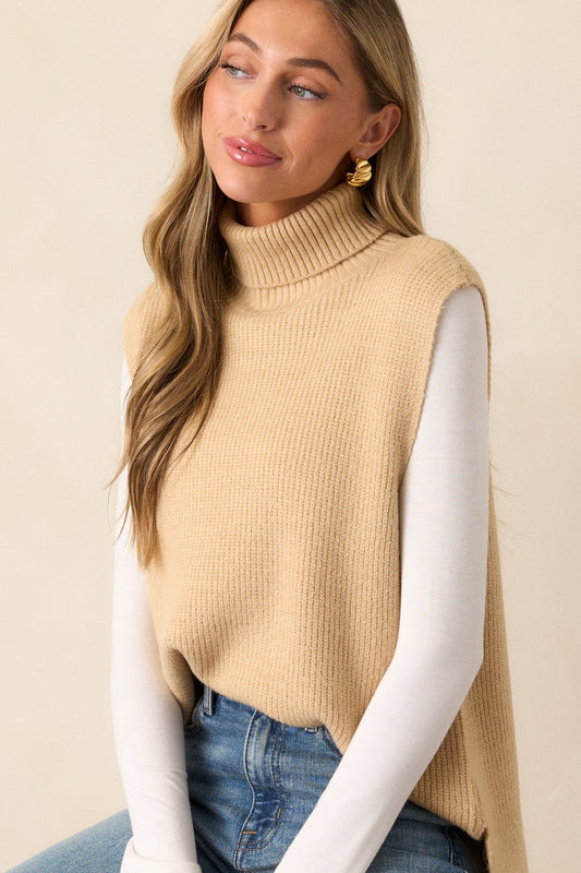Woven Whispers Taupe Sweater Vest
