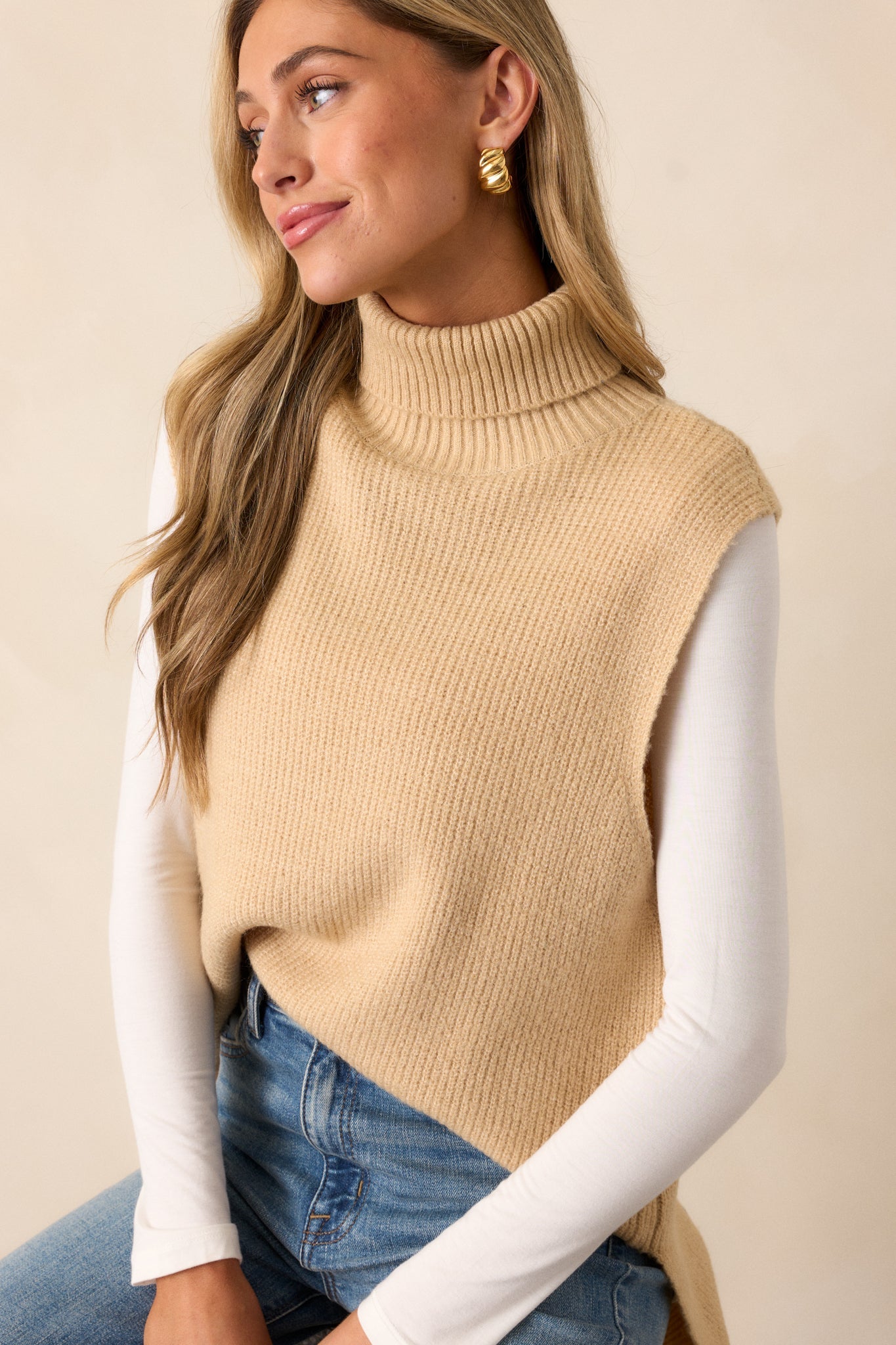 Woven Whispers Taupe Sweater Vest