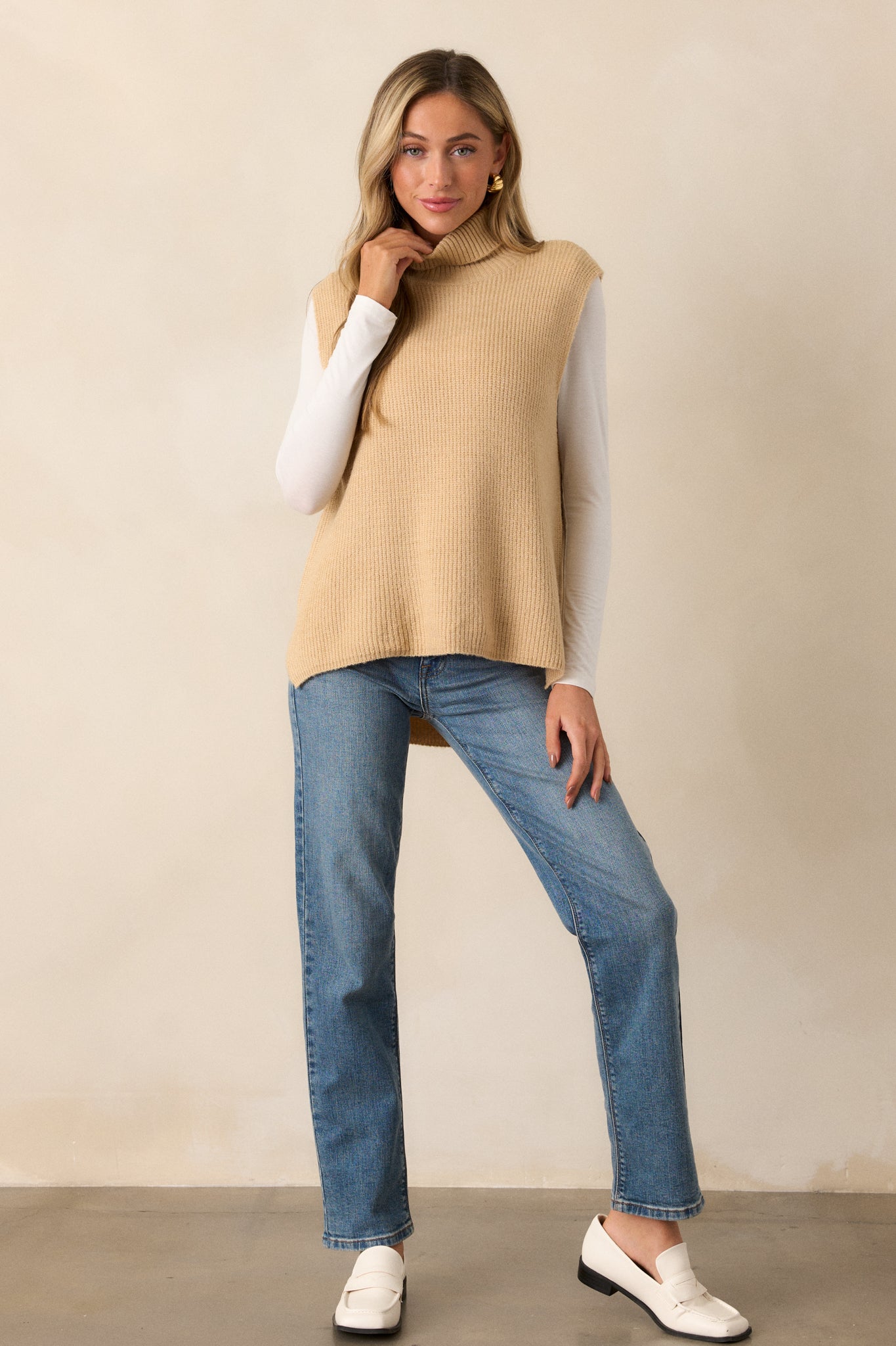Woven Whispers Taupe Sweater Vest