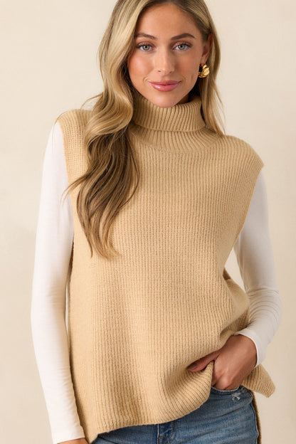 Woven Whispers Taupe Sweater Vest