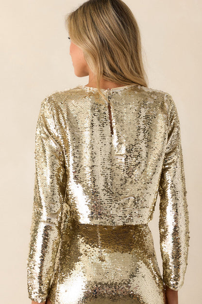 All I Do Gold Sequin Crop Top