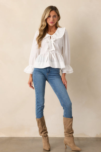 Calm Reflections Cotton Ivory Blouse