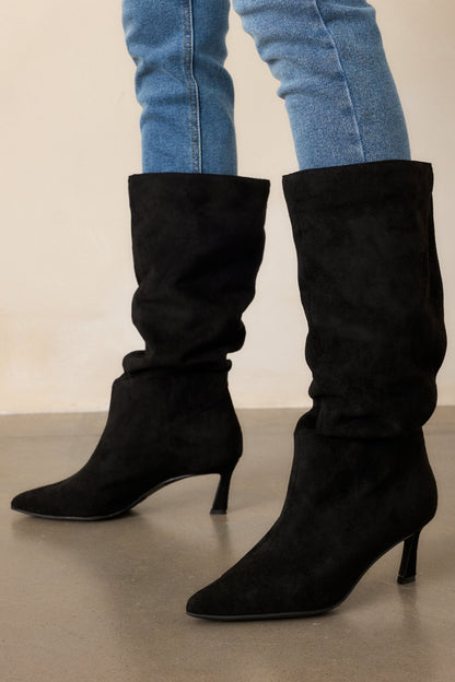 Finding My Way Black Faux Suede Boots