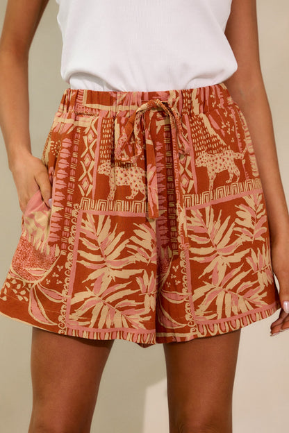 Heading South Sienna Rose Tropical Print Shorts