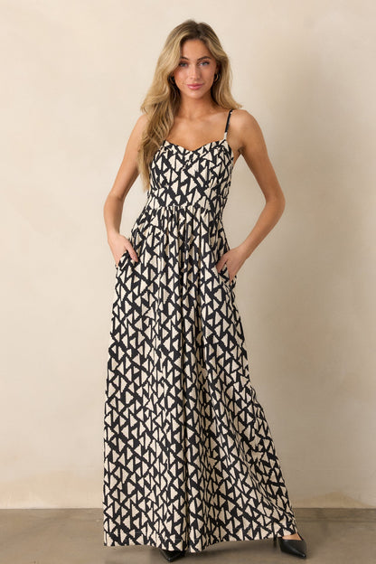 Gallery Stroll Black Geometric Print Jumpsuit