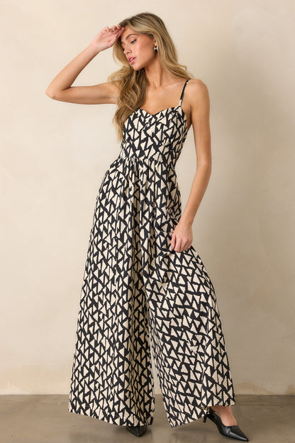 Gallery Stroll Black Geometric Print Jumpsuit