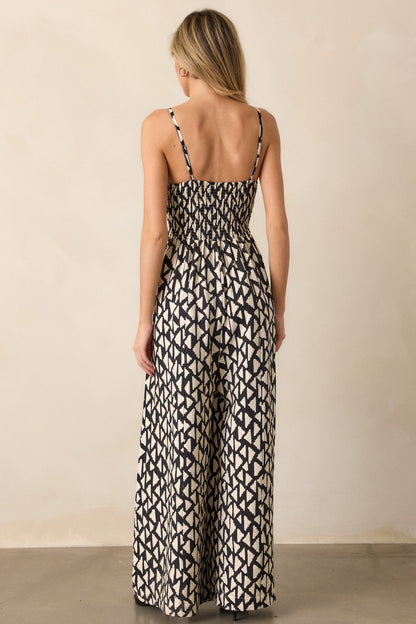 Gallery Stroll Black Geometric Print Jumpsuit