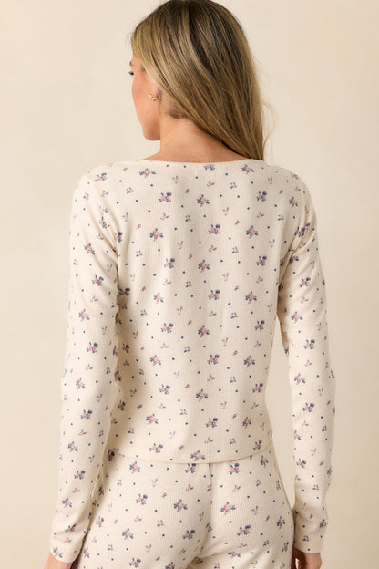 Z Supply Tess Ivory Rosebud Long Sleeve Lounge Top