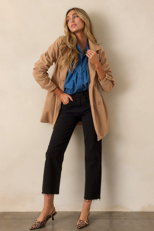 Everything I Need Camel Double-Breasted Coat