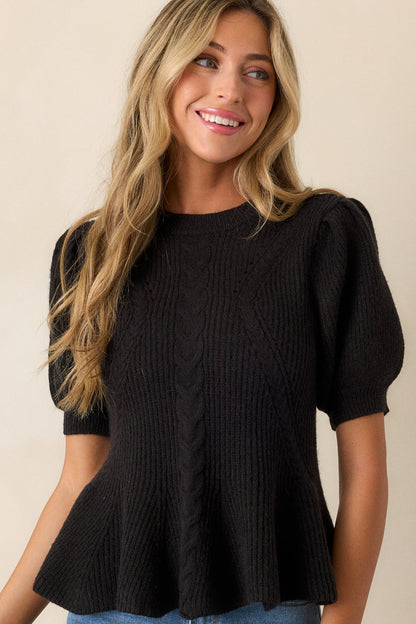 Beneath The Canopy Black Puff Sleeve Sweater