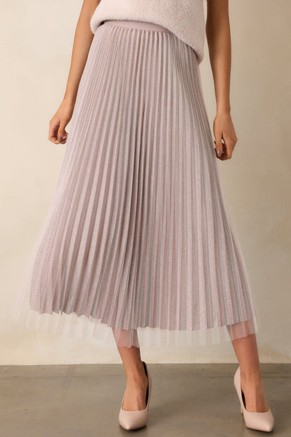 Chic Radiance Mauve Pleated Midi Skirt