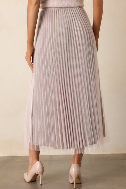 Chic Radiance Mauve Pleated Midi Skirt
