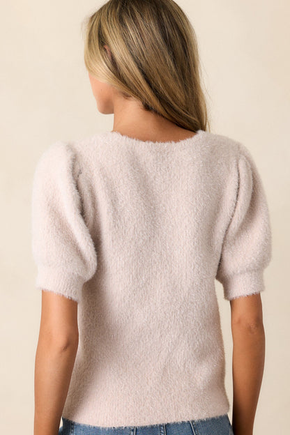 Glittering Dreams Light Mauve Short Sleeve Sweater