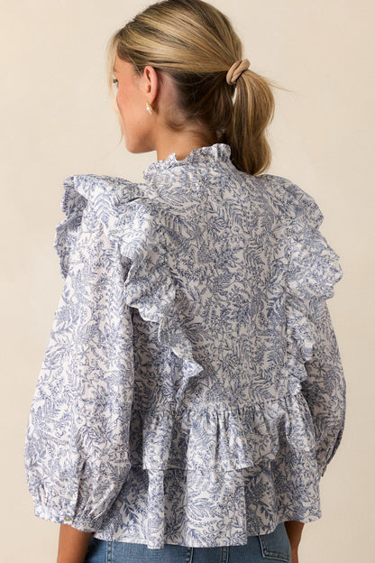 Cosmic Reflections Cotton Navy Floral Blouse