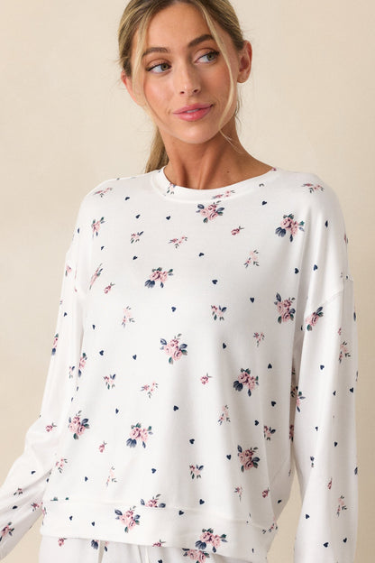 Z Supply Cozy Rosebud Ivory Lounge Top