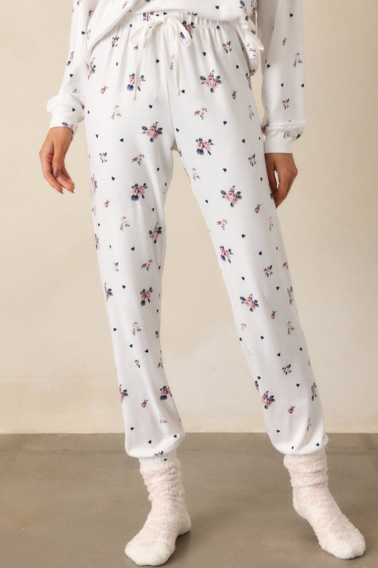 Z Supply Cozy Rosebud Ivory Lounge Joggers