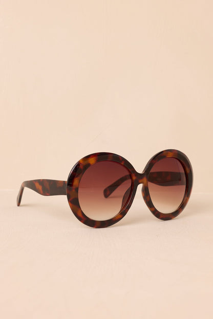 Happiness Comes In Waves Brown Tortoise Round Sunglasses