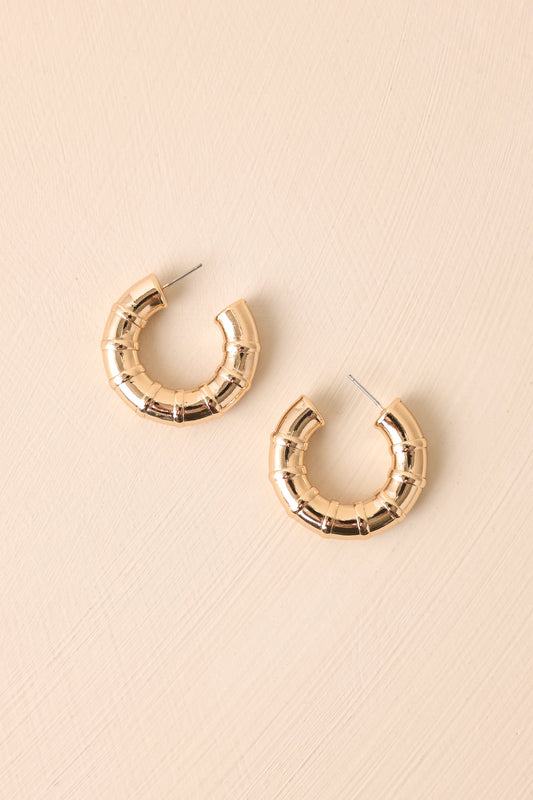 Chasing That Feeling Gold Textured Hoop Earrings