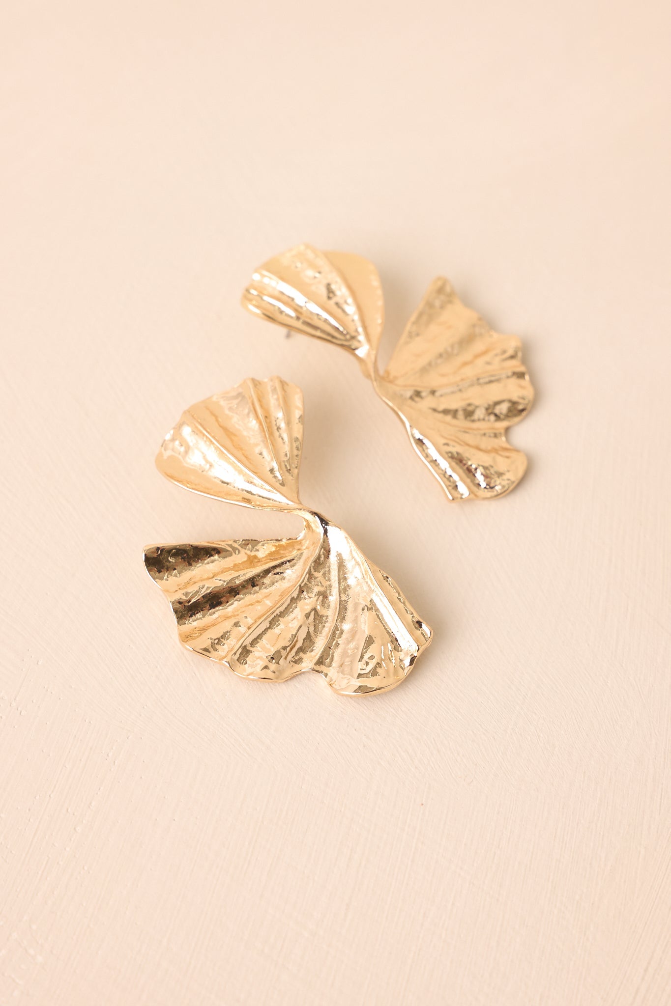 Everyday Joy Gold Textured Leaf Earrings