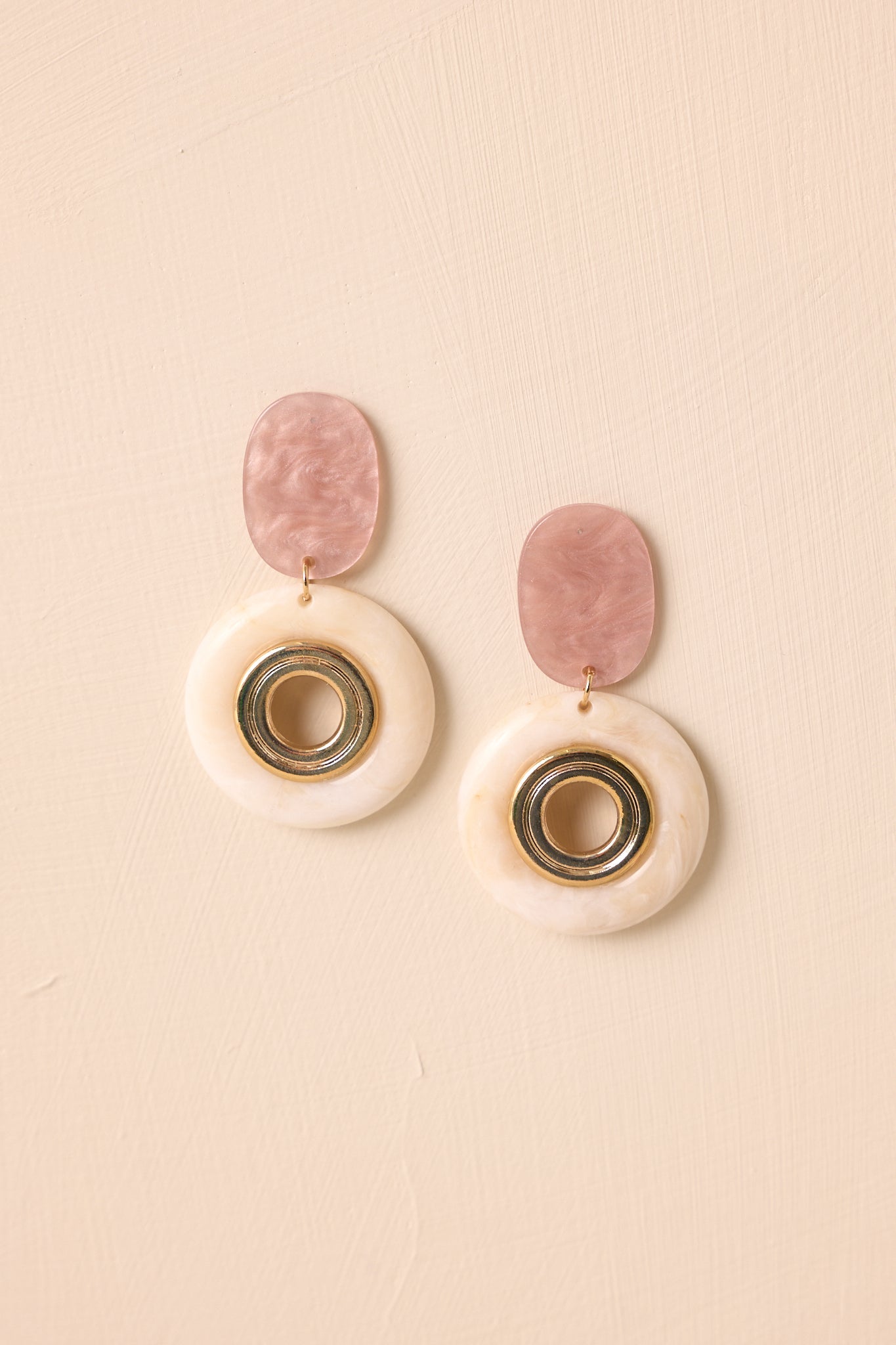 Blush Hour Light Pink Pearlescent Drop Earrings