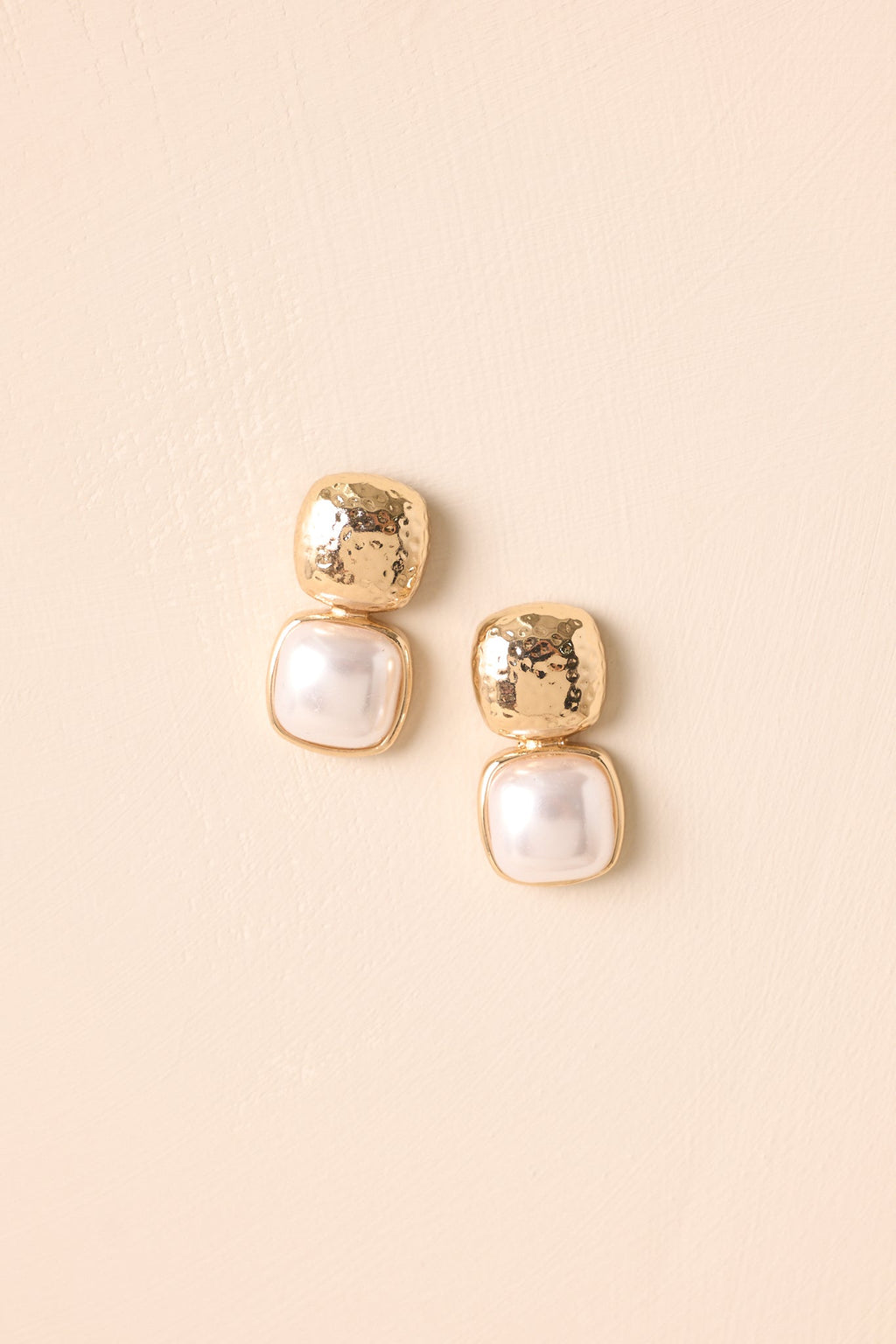 Blissful Days Ivory Pearl Gold Textured Drop Earrings