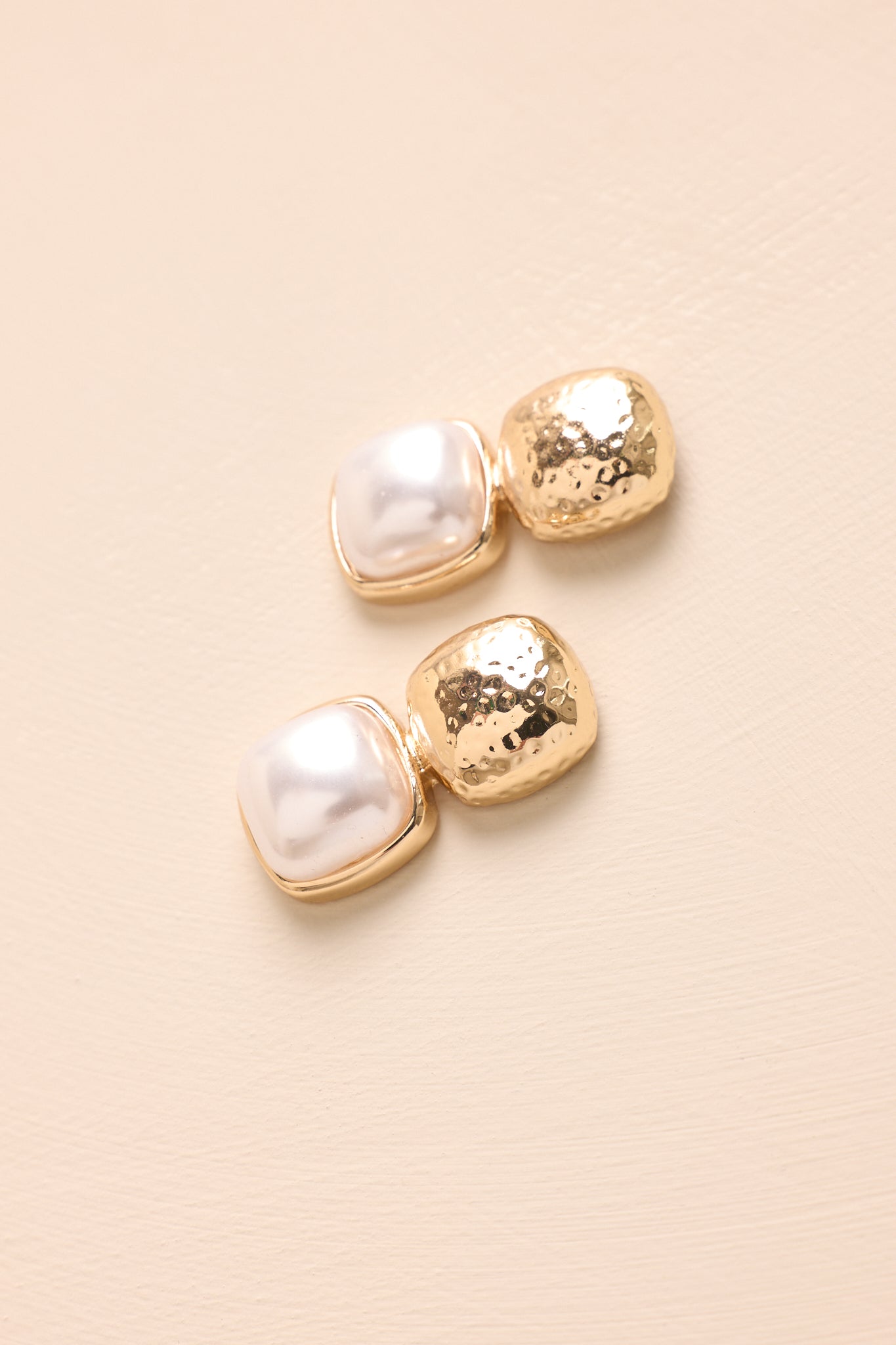 Blissful Days Ivory Pearl Gold Textured Drop Earrings