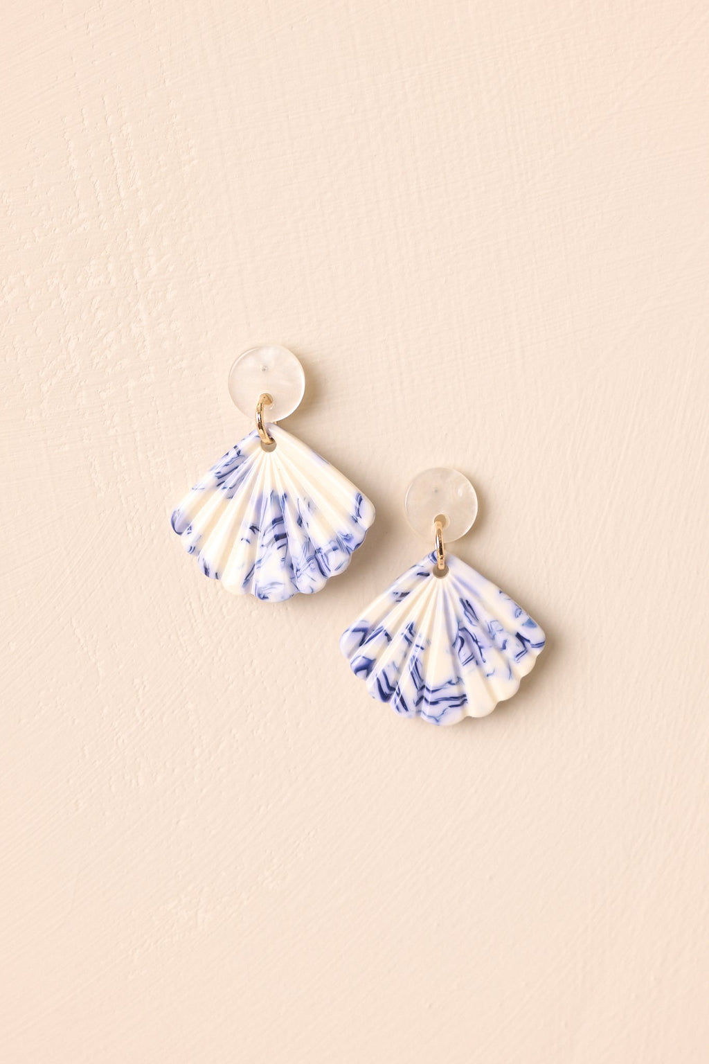 By The Coast Ivory & Blue Seashell Drop Earrings