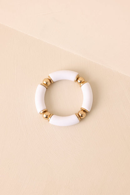 Keep It Bright Ivory Gold Beaded Bracelet
