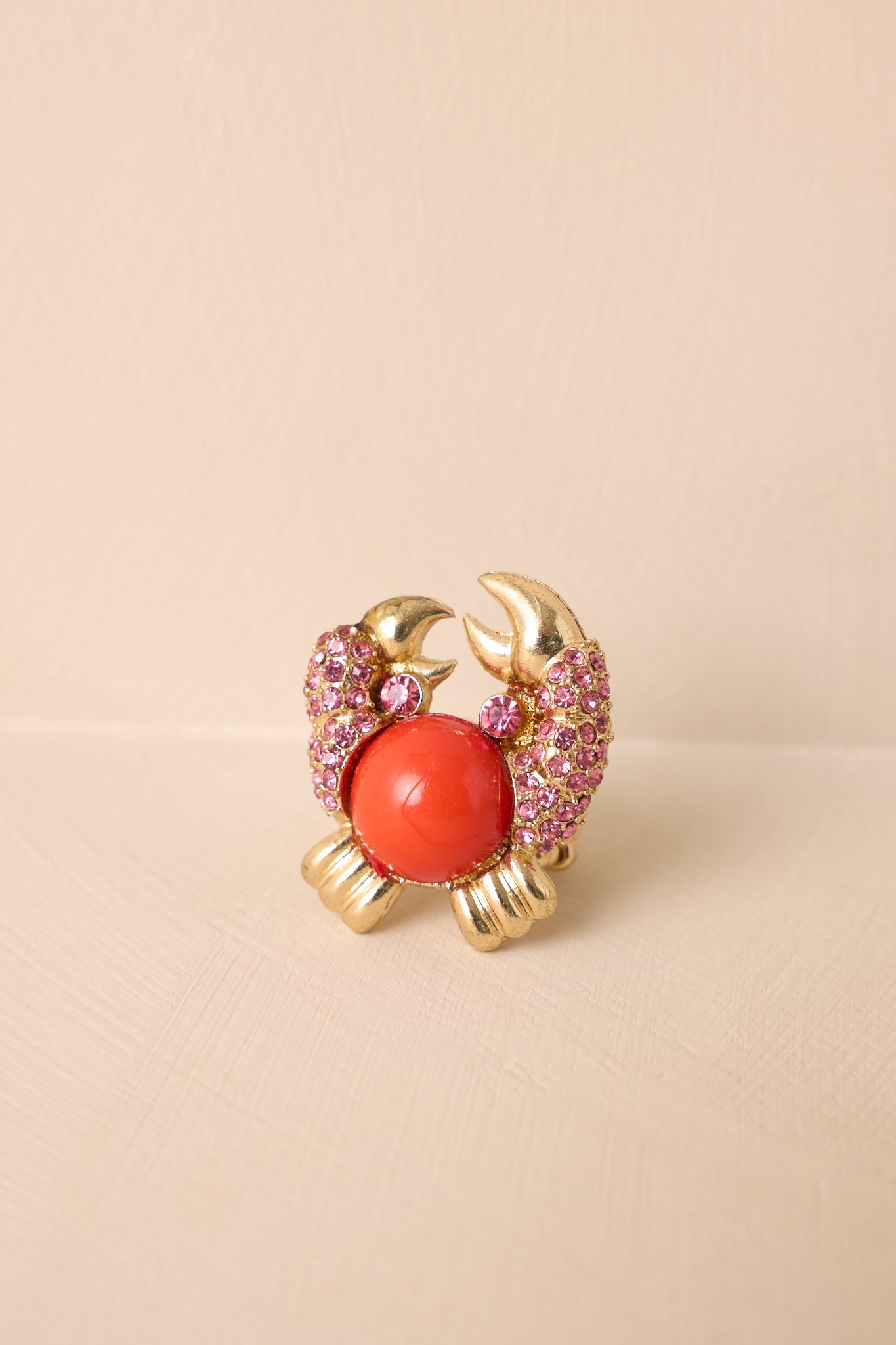Cocktails By The Pool Pink Coral Rhinestone Stretch Ring