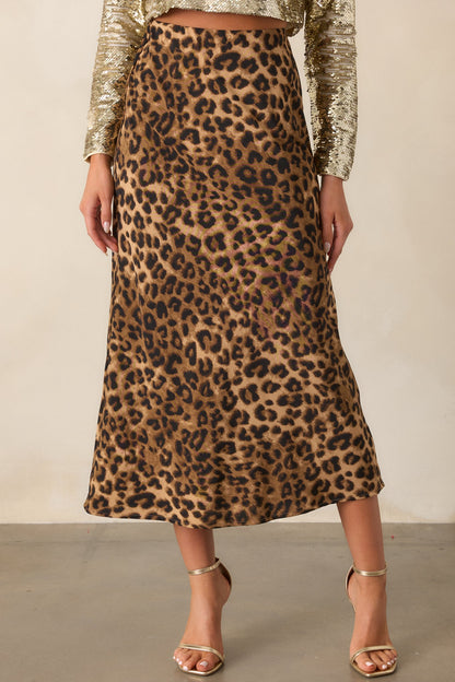 Against The Odds Leopard Print Midi Skirt
