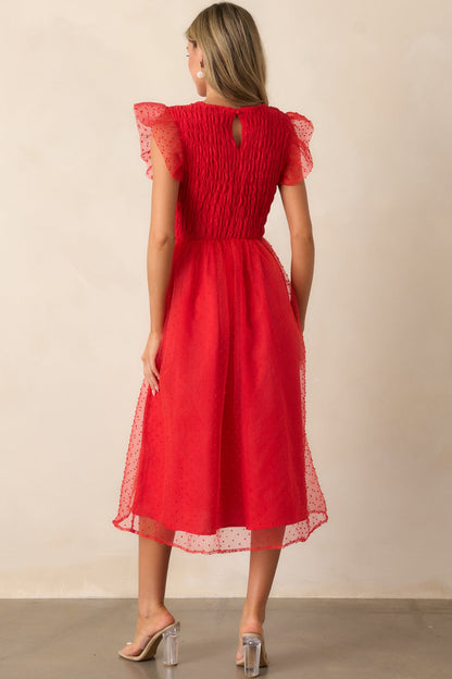 Heart On Fire Red Polka Dot Midi Dress