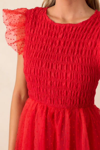 Heart On Fire Red Polka Dot Midi Dress