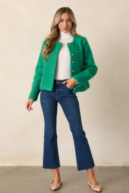 In My Heart Kelly Green Bouclé Jacket