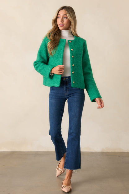 In My Heart Kelly Green Bouclé Jacket