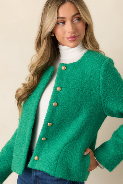 In My Heart Kelly Green Bouclé Jacket
