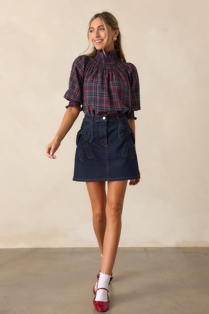 Feel The Rush Dark Wash Denim Mini Skirt