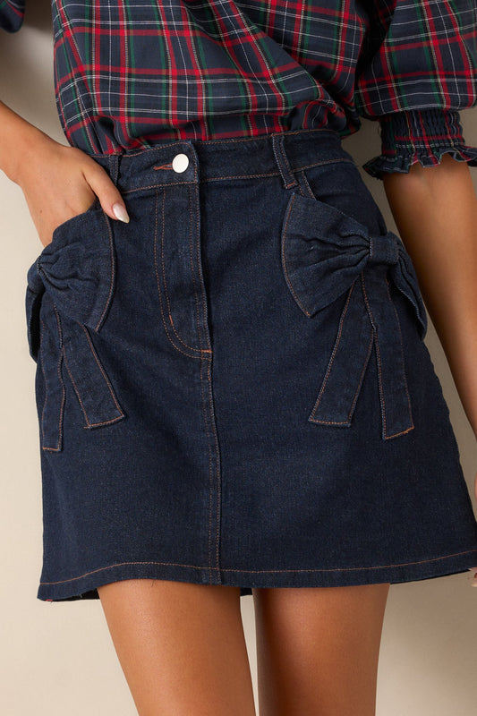 Feel The Rush Dark Wash Denim Mini Skirt